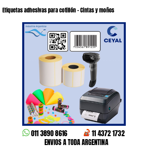 Etiquetas adhesivas para cotillón – Cintas y moños