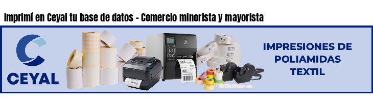 Imprimí en Ceyal tu base de datos - Comercio minorista y mayorista