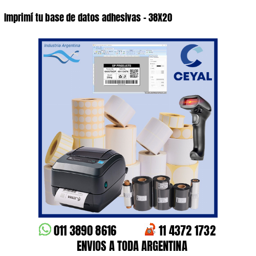 Imprimí tu base de datos adhesivas – 38X20