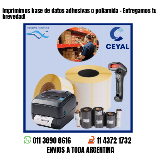 Imprimimos base de datos adhesivas o poliamida – Entregamos tu pedido a la brevedad!