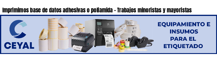 Imprimimos base de datos adhesivas o poliamida - Trabajos minoristas y mayoristas