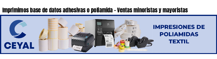 Imprimimos base de datos adhesivas o poliamida - Ventas minoristas y mayoristas