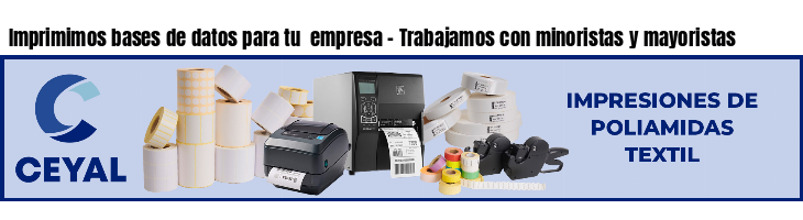 Imprimimos bases de datos para tu  empresa - Trabajamos con minoristas y mayoristas