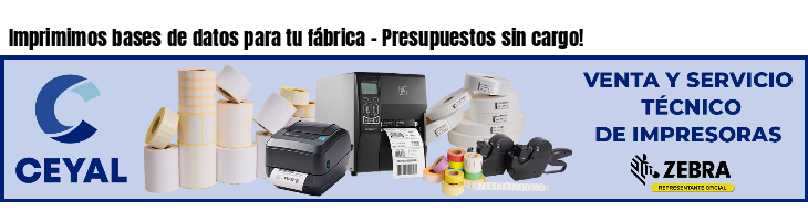 Imprimimos bases de datos para tu fábrica - Presupuestos sin cargo!