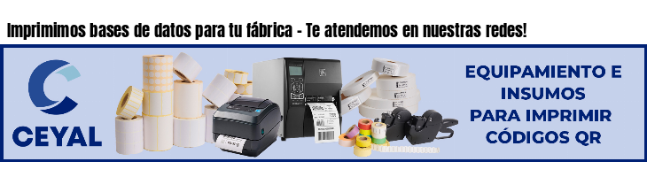 Imprimimos bases de datos para tu fábrica - Te atendemos en nuestras redes!