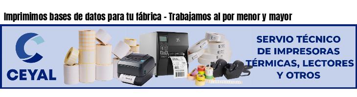 Imprimimos bases de datos para tu fábrica - Trabajamos al por menor y mayor