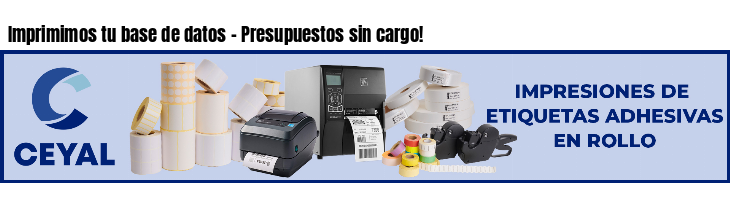 Imprimimos tu base de datos - Presupuestos sin cargo!