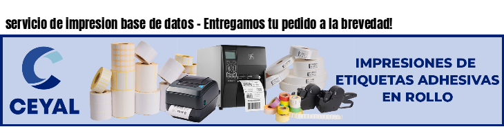 servicio de impresion base de datos - Entregamos tu pedido a la brevedad!