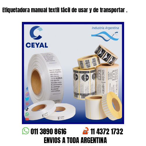 Etiquetadora manual textil fácil de usar y de transportar .