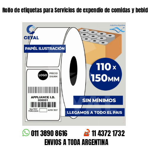 Rollo de etiquetas para Servicios de expendio de comidas y bebidas
