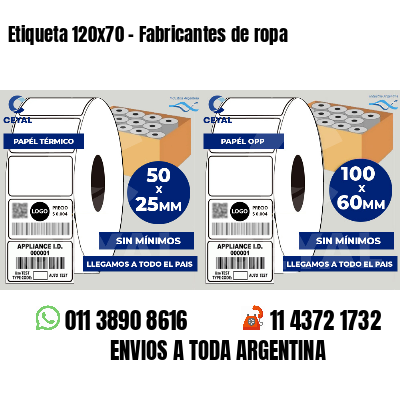 Etiqueta 120x70 - Fabricantes de ropa
