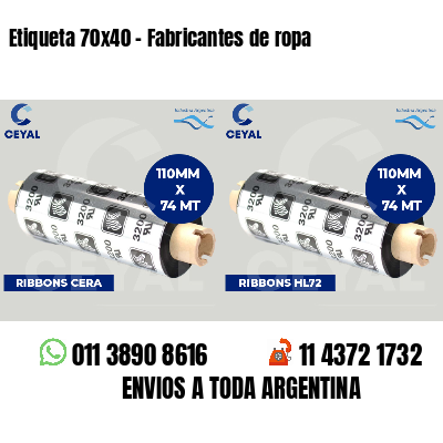 Etiqueta 70x40 - Fabricantes de ropa 