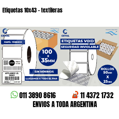 Etiquetas 10x43 - textileras