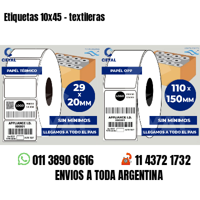 Etiquetas 10x45 - textileras