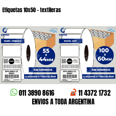 Etiquetas 10x50 - textileras