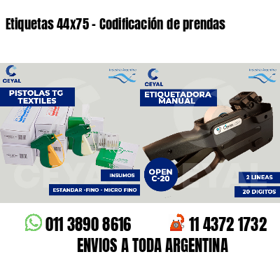 Etiquetas 44x75 - Codificación de prendas