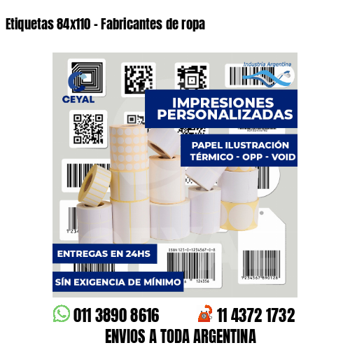 Etiquetas 84x110 - Fabricantes de ropa