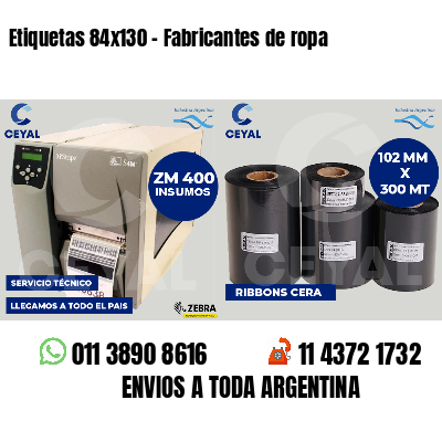 Etiquetas 84x130 - Fabricantes de ropa