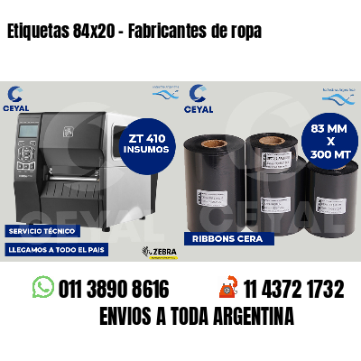 Etiquetas 84x20 - Fabricantes de ropa