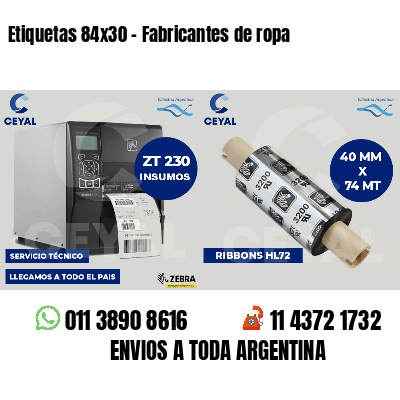 Etiquetas 84x30 - Fabricantes de ropa