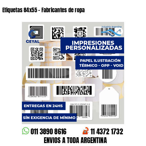 Etiquetas 84x55 - Fabricantes de ropa