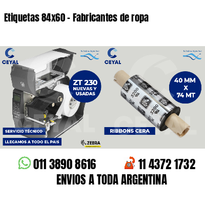 Etiquetas 84x60 - Fabricantes de ropa