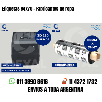 Etiquetas 84x70 - Fabricantes de ropa