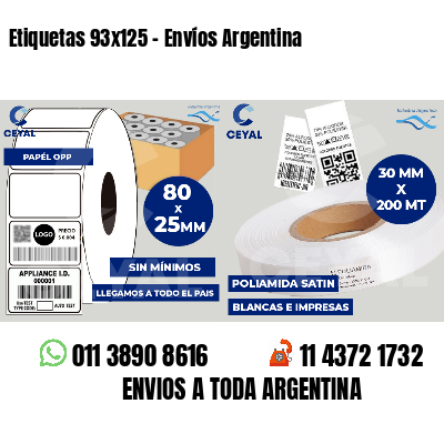 Etiquetas 93x125 - Envíos Argentina