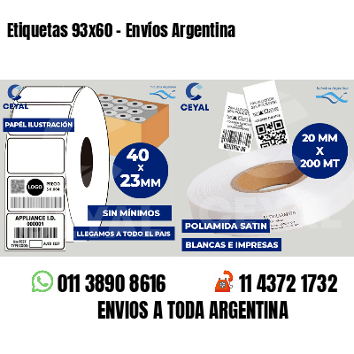 Etiquetas 93x60 - Envíos Argentina