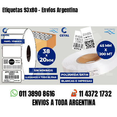 Etiquetas 93x80 - Envíos Argentina