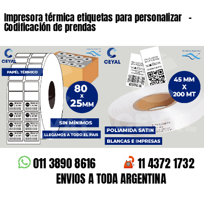 Impresora térmica etiquetas para personalizar   - Codificación de prendas