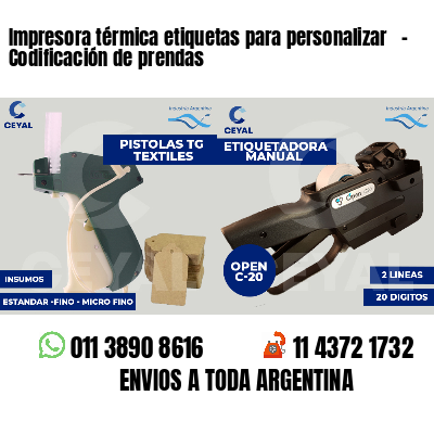 Impresora térmica etiquetas para personalizar   - Codificación de prendas