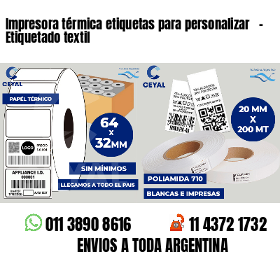 Impresora térmica etiquetas para personalizar   - Etiquetado textil