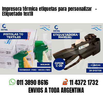 Impresora térmica etiquetas para personalizar   - Etiquetado textil