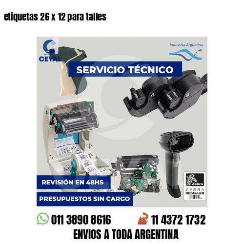 etiquetas 26 x 12 para talles