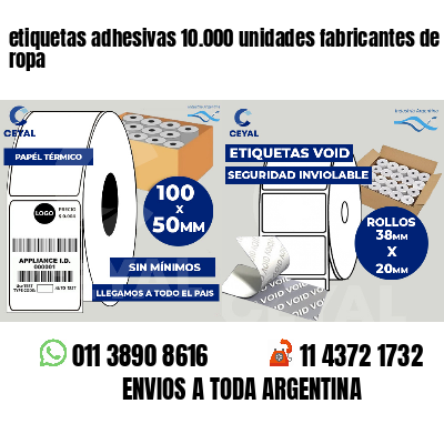 etiquetas adhesivas 10.000 unidades fabricantes de ropa