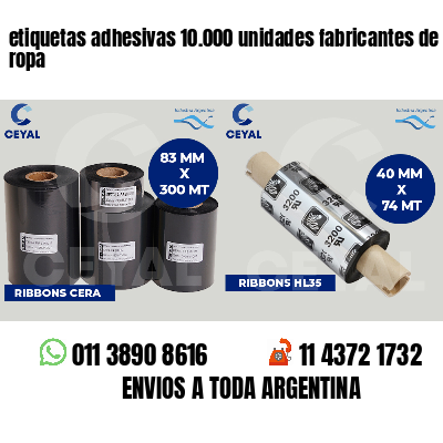 etiquetas adhesivas 10.000 unidades fabricantes de ropa