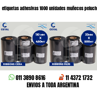 etiquetas adhesivas 1000 unidades muñecos peluche