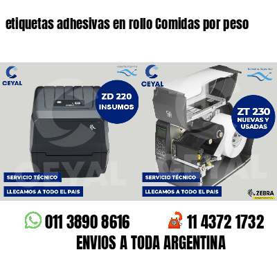 etiquetas adhesivas en rollo Comidas por peso