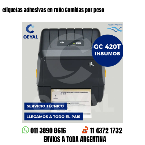 etiquetas adhesivas en rollo Comidas por peso