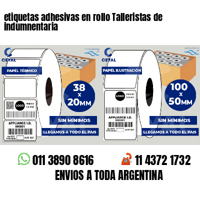 etiquetas adhesivas en rollo Talleristas de indumnentaria