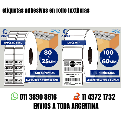 etiquetas adhesivas en rollo textileras