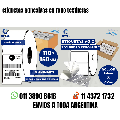 etiquetas adhesivas en rollo textileras