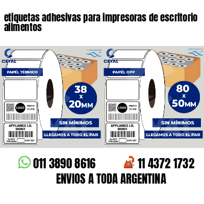 etiquetas adhesivas para impresoras de escritorio alimentos