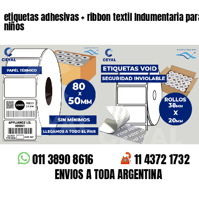 etiquetas adhesivas   ribbon textil Indumentaria para niños