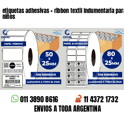 etiquetas adhesivas   ribbon textil Indumentaria para niños