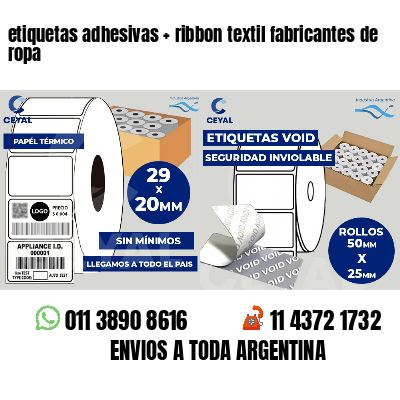 etiquetas adhesivas   ribbon textil fabricantes de ropa