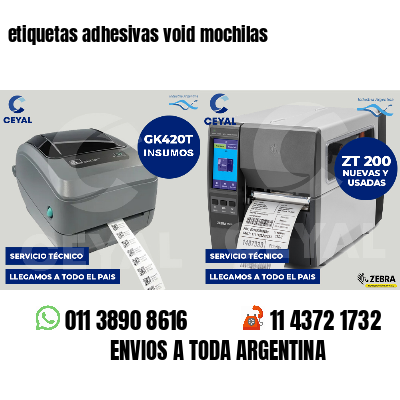 etiquetas adhesivas void mochilas