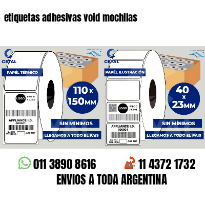 etiquetas adhesivas void mochilas