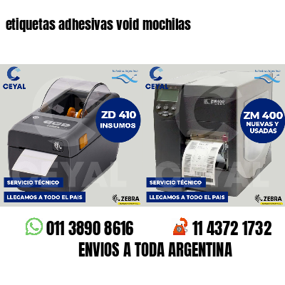 etiquetas adhesivas void mochilas